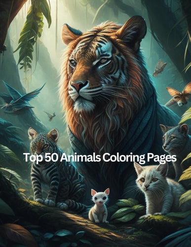 Coloring Book for Adults Top 50 Animals Coloring Book for Adults Teens Kids