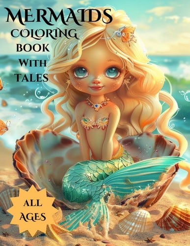 Mermaids Coloring Book with Tales 48 Mermaid Enchanting Pages of Delightful Coloring and Tales; Lots of Fun Activity for All Ages!