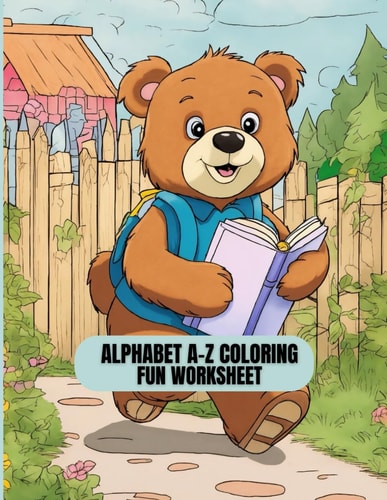 Alphabet A-Z Coloring Fun Worksheet Kids' Alphabet Learning, Coloring Activities 8*11 Inches