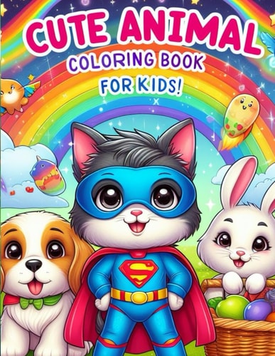 Cute Animal Coloring Book for Kids Enjoy a Variety of Adorable Animals in Fun Settings. Perfect for Relaxation and Creativity.