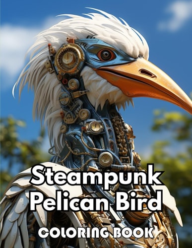 Steampunk Pelican Bird Coloring Book Beautiful and High-Quality Design To Relax and Enjoy