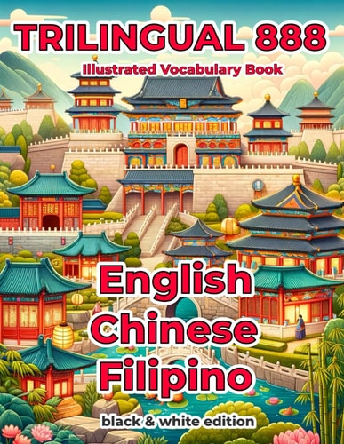 Trilingual 888 English Chinese Filipino Illustrated Vocabulary Book Help Your Child Become Multilingual with Efficiency