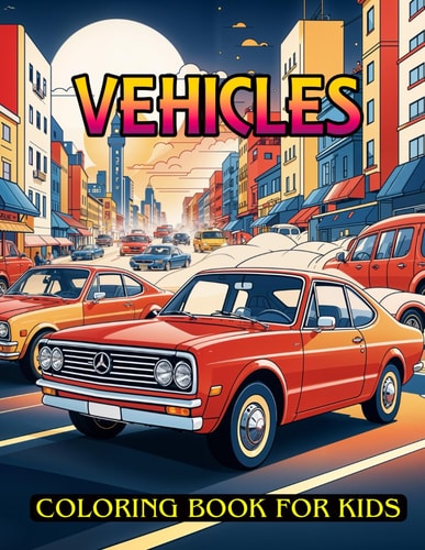 Vehicles Coloring Book for Kids Fun and Educational Coloring Pages Featuring Cars, Trucks, Planes, and More for Boys and Girls Ages 3-8