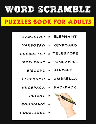 WORD SCRAMBLE PUZZLES BOOK FOR ADULTS.