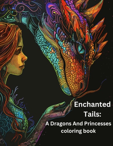 Enchanted Tails A Dragons and Princesses Coloring Book.