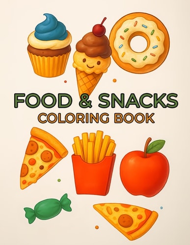 Food & Snacks Coloring Book. 60 Unique Designs