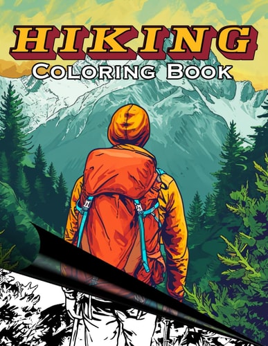 Hiking Coloring Book Mountain Scenery