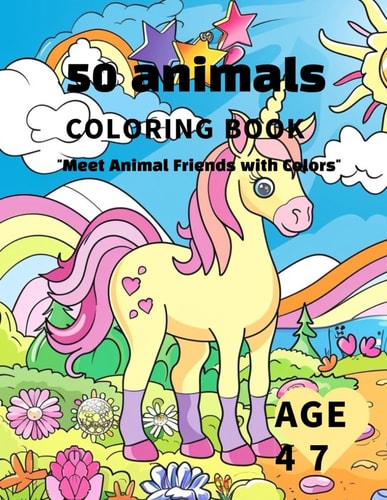 50 Animals Coloring Book "Meet Animal Friends with Colors"