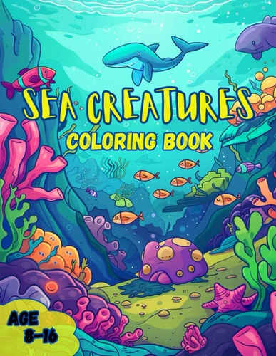 Sea Creatures Coloring Book Amazing Activity Book for Kids Age 8-16