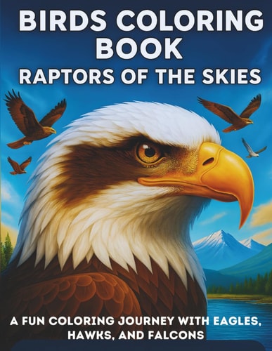 Birds Coloring Book Raptors of the Skies: A Fun Coloring Journey with Eagles, Hawks, and Falcons