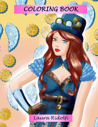 Coloring Book Steampunk, Wings, Gears