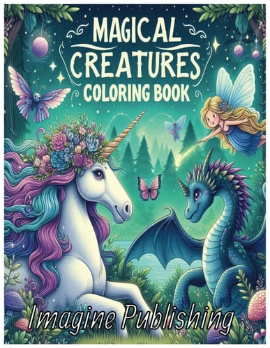 Magical Creatures Coloring Book Fun and Easy Designs for Kids