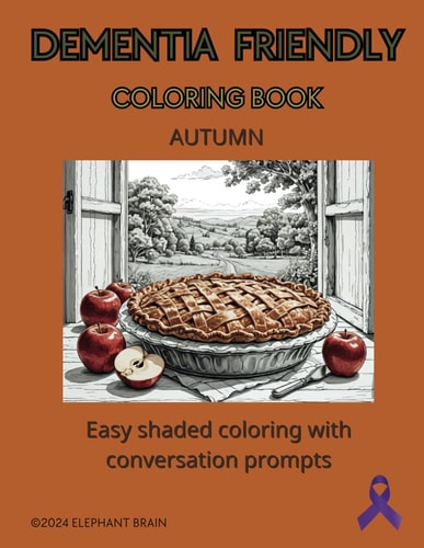Dementia Coloring Book - Autumn Easy Shaded Coloring with Conversation Prompts