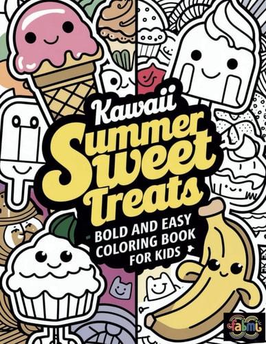 Kawaii Summer Sweet Treats Bold and Easy Coloring Book for Kids Kawaii Ice Cream, Fruit, Cake and More. Food Coloring Fun! A Bold and Easy Coloring Book for Kids - Summer Treats, Snacks & More!