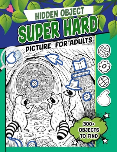 Hidden Object Super Hard Puzzles Picture For Adults 300+ Objects to Find Can You Find the Hidden Heart, Egg, Hat, Slice of Pie?