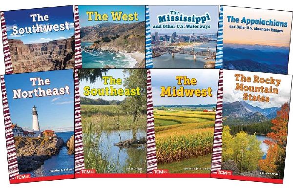 Explore the United States' Regions from the Appalachians to the Rockies: Social Studies Readers 8-Book Set