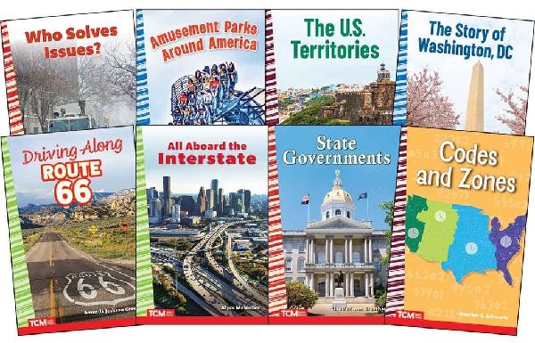 Explore the United States Historic Routes and Modern Governance: Social Studies Readers 8-Book Set