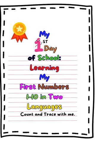 My First Day of School Learning My First Numbers 1-10 in Two Languages: Count and Trace with Me!: Fun and Interactive Counting for Little Learners for Ages 2-5