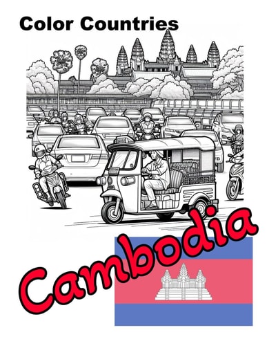 Color Countries, Cambodia Learn Interesting Facts about Cambodia as You Color.