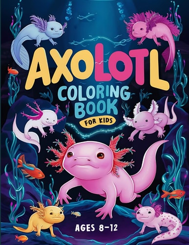 Axolotl Coloring Book For Kids Ages 8-12 Fun and Detailed Axolotl Designs for Older Kids