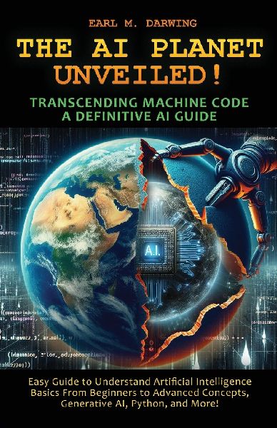 THE AI PLANET UNVEILED!  TRANSCENDING MACHINE  CODE, A DEFINITIVE AI  GUIDE: EASY GUIDE TO UNDERSTAND ARTIFICIAL  INTELLIGENCE: BASICS FROM BEGINNERS TO  ADVANCED CONCEPTS, GENERATIVE AI, PYTHON,  ANDMORE