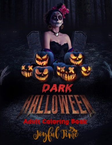 Dark Halloween Adult Coloring Book with 49 Halloween Themed Coloring Images