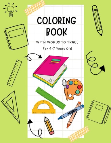 Coloring Book With Words To Trace For 4-7 Years Old