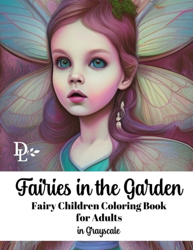 Fairies in the Garden Fairy Children Coloring Book for Adults in Grayscale