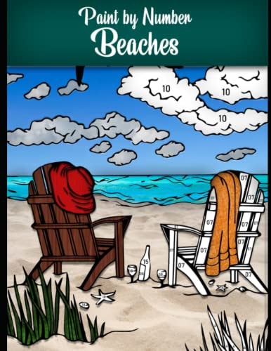 Paint by Number Beaches Stress Relieving Coloring Book with More Than 100 Pages to Color