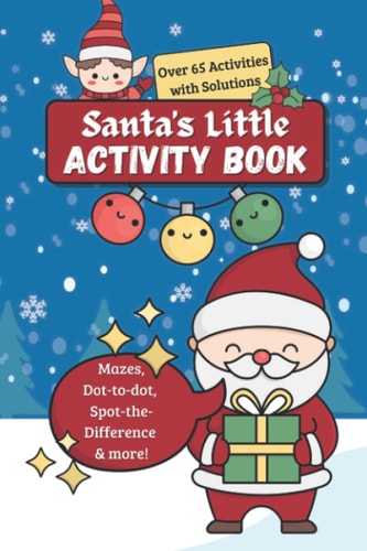 Santa's Little Activity Book Stocking Stuffer for Kids Ages 4-8