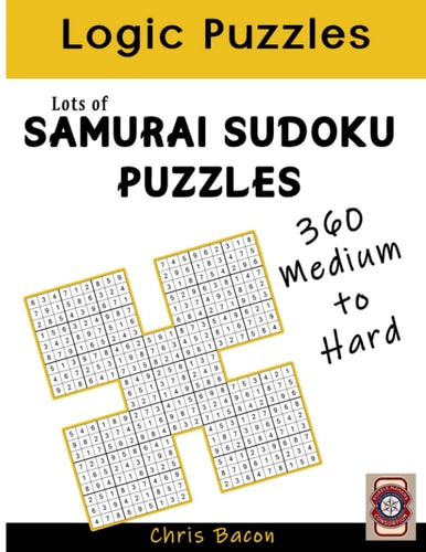 Lots of Samurai Sudoku Puzzles 360 Puzzles, Medium to Hard.