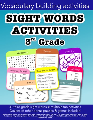 Sight Words Third Grade Vocabulary Building Activities Education Resources by Bounce Learning Kids