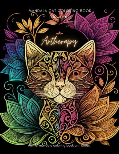 Artherapy, Mandala Cat Coloring Book for Adults Animal Mandala Coloring Book Anti Stress