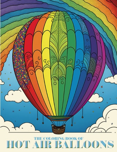 COLORING BOOK OF HOT AIR BALLOONS.
