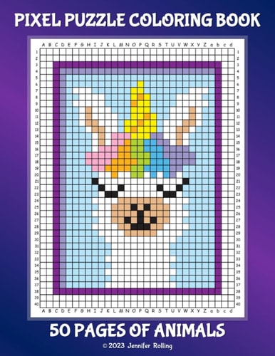 Pixel Puzzle Coloring Book - 50 Pages of Animals Book 1 - New Way to Color and Make a Busy Day