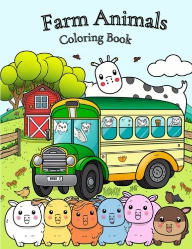 Coloring Book Farm, Animals and Trucks: Coloring Book