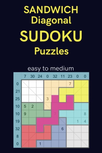 Sandwich Diagonal Sudoku Puzzles Easy to Medium