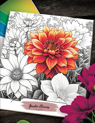 Adult Coloring Book - Garden Flowers