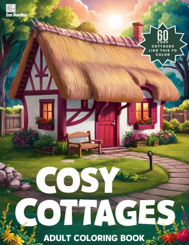 Cosy Cottages Cute and Cosy Cottage Coloring Book for Adults and Teens