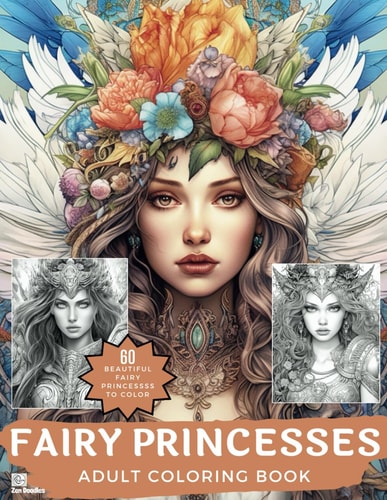 Fairy Princesses Beautiful and Intricate Coloring Book for Adults and Teens