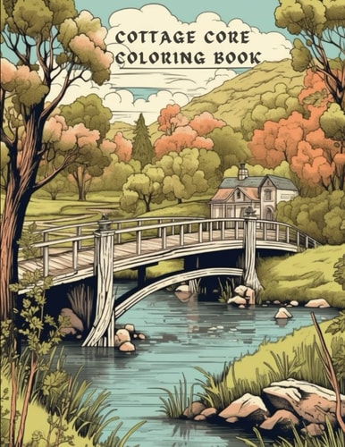 Cottage Core Coloring Book A Mix of Greyscale and Black and White Cottage Coloring Book