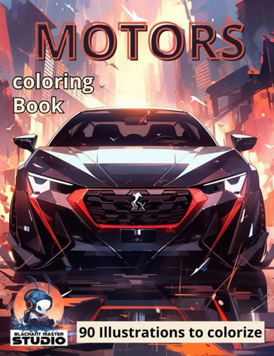 Motors 90 Illustrations of Super Cars to Colorize