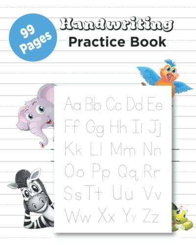 Handwriting Practice Book 99 Pages English Handwriting Practice Book Writing Paper for Letters with Lines Cursive Handwriting Paper Three Lines with Dotted Learning to Write Size 8X10