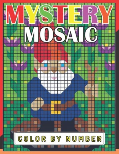 New Large Print Mystery Mosaics Color By Number Pixel Art For Adults & Kids, Fun 50 Coloring Pages for Stress Relief & Relaxation, Gift Ideas.