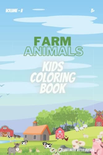 Kids Coloring Book Animated Pictures of Farm Animals 6 X 9 90 Pages 3+ Years