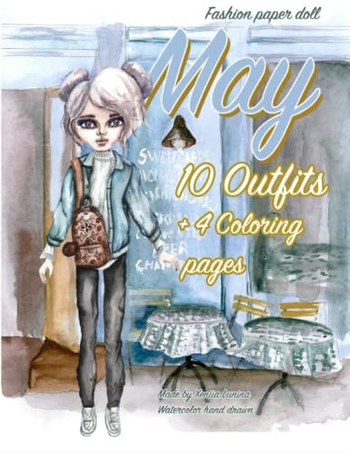 Fashion Paper Doll May 10 Outfits + 4 Colouring Pages