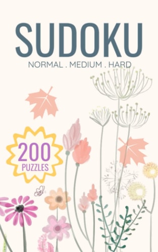 Sudoku Pretty Pocket Sudoku Puzzle Book 200 Puzzles Travel-Friendly Normal Medium Hard Levels