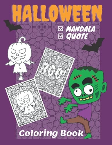 Halloween Coloring Book Mandala and Quote for Halloween Coloring Book