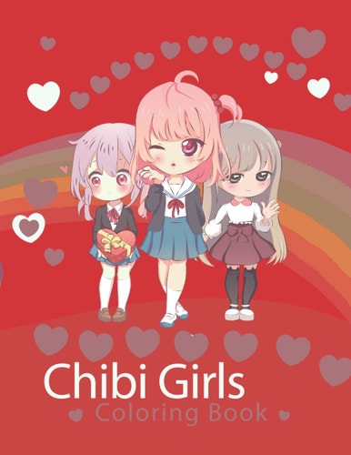Chibi Girls Coloring Book for Teens Kawaii Red Girl