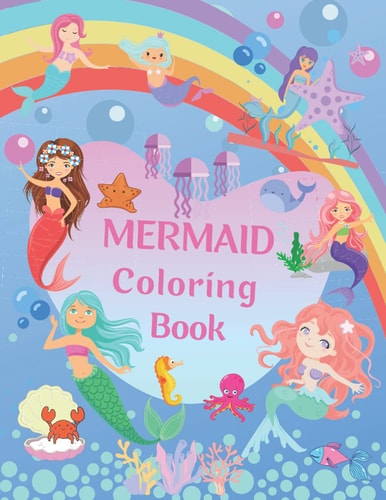 Mermaid Coloring Book 50 Beautiful Single Side Mermaid Coloring Pages For Kids Girls / Large Print - Perfect Coloring Book Gift